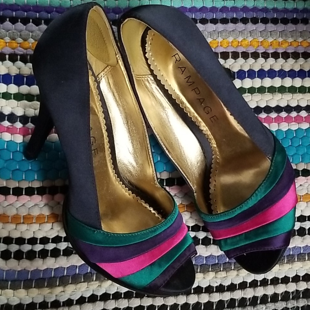 Navy Rampage Heels with colored peep toe